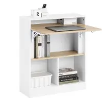 SoBuy Bureau Gaming Compact Blanc Naturel 70x57x85cm