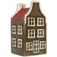Clayre & Eef Waxinelichthouder Huis 7x7x14 cm Groen Keramiek