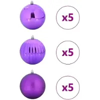 vidaXL Kerstbal Set XL 15 st Lila Ø 10 cm Kunststof
