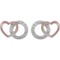 Orphelia 'Ely' Dames 925 Sterling Zilveren Stud Oorringen - Zilver/Roze ZO-7286