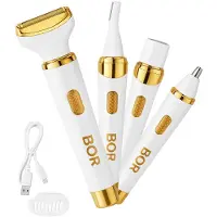 BOR Epilator - Wit met Goud - Ontharingsapparaat - 4 Opzetstukken - Epilator Dames - Usb Oplaadbaar