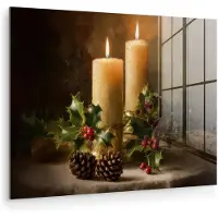 MuchoWow Glasschilderij 160x120 cm - Schilderij acrylglas - Kaarslicht - Kerst - Veelkleurig - Foto op glas - Muurdecoratie woonkamer - Wanddecoratie slaapkamer - Schilderijen