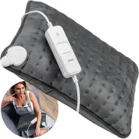 DistinQ Warmtekussen - Elektrische Kussen - Ultra Fleece - 30x40 cm - Grijs - 3 Warmtestanden met Timer - Heating Pillow - Energiezuinig