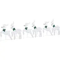 vidaXL LED Rendieren 6 st Zilver 45 x 19 x 65 cm Stof LED's