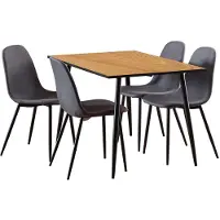 Ebuy24 Wilma eethoek tafel met 4 stoelen natuur, donkergrijs.
