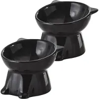 LONGZIMING -Verhoogde Kattenvoerbak – Keramische Voer- en Drinkbak met Kantelontwerp, Antislip & Ergonomisch – Comfortabel en Duurzaam voor Binnenkatten