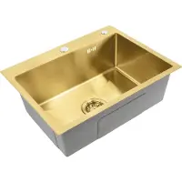 REA Stalen Spoelbak Liam Brush Gold zonder keukenkraan