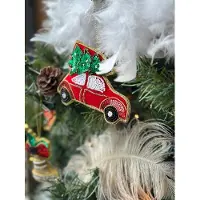 HEM Auto met Kerstboom Kerstbal – Kersthanger 10 cm – Ornament Auto met Boom – Kerstversiering voor in de Kerstboom