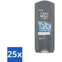 Dove 25 x Douchegel Men+ Care Clean Comfort 400 ml - Douchegel Mannen - Reiniging Mannenhuid - Frisse Geur - Energiegevende Douchegel - Hydraterende Douchegel