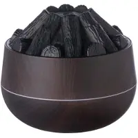 LONGZIMING -Draagbare Luchtbevochtiger met Vlameffect – 300 ml Aromadiffuser voor Etherische Oliën, Fluisterstil, Sfeervol en Veilig, Donker Hout Design