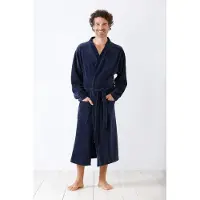 Hajo Blauwe heren badjas velours | Maat 54