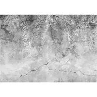 WALLARENA - Fotobehang - 200x140 cm - Fototapete met palmbladeren op beton, perfect voor slaapkamer of salon