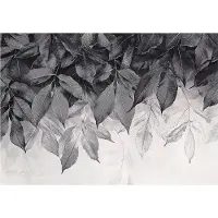 WALLARENA - Fotobehang - 200x140 cm - Fototapet met hangende bladeren in grijs voor slaapkamer en salon, vliesbehang