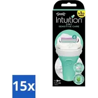 Wilkinson Sword 15 x - Scheermes - Intuition Sensitive Care 2-in-1 - Zacht - 1 scheermes - Scheermes - Vrouwelijke Scheermes - Zachte Scheermes - 2-in-1 Scheermes - Schuimende Scheermes