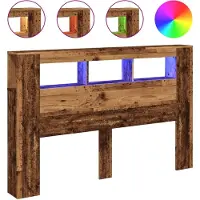 vidaXL Hoofdeinde met LED 160x18,5x103,5 cm bewerkt hout oud hout