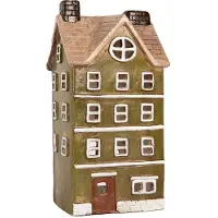 Clayre & Eef Waxinelichthouder Huis 20x17x39 cm Groen Keramiek