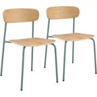 Oviala - Set van 2 lichtblauwe houten stoelen - Lila