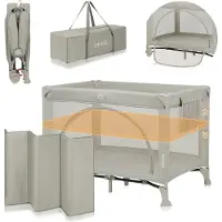 Lionelo Laura - Compact 3 in 1 Campingbedje, Box & Babybed - Lichtgewicht - 2 Hoogtes - Wielen met Rem - Gaas Zijpanelen & Peuter Ingang - Inclusief Draagtas & Opbergzak - Reisbedje