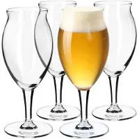 Kadax Bierglazen, bierglazen van glas, biertulpen, tarweglazen voor donker en licht bier, ambachtelijke bierglazen, bierpul, pilsner glas, bierglas, bierbeker (410 ml, 4 stuks, transparant)