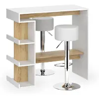 Vicco Dana Bartafel set – 108 x 50 cm met 2 barkrukken Eik wit/goud