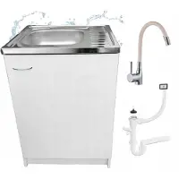 Stamar - Keukenkast 60cm met Wastafel + Wastafelkraan - Keuken meubel - Wit