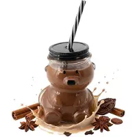 Novaliv mok glühwein 300 ml Gepersonaliseerde kerstmok met drinkrietje - beer als glühweinmok - mok met berenmotief Kerstboom Kerstmokken handwarmermokken