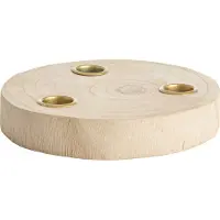 Gusta - Kaarsenstandaard hout - Geschikt voor 3 dinerkaarsen - ø16,5 x 3cm