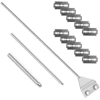 LONGZIMING Aquarium Algenreiniger van Aluminium Magnesium – Glas Schraper met 10 Roestvrijstalen Mesjes voor Vissen, Planten en Rifftank