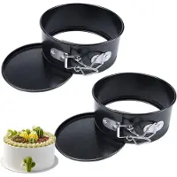LONGZIMING Set van 2 Kleine Springvormen – Ø 10 cm – Anti-aanbaklaag & Uitneembare Bodem – Voor Mini Taarten, Cheesecakes & Desserts – Koolstofstaal – Zwart