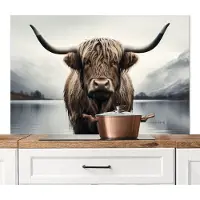 KitchenYeah Spatscherm keuken 120x80 cm - Kookplaat achterwand Schotse hooglander - Water - Nat - Muurbeschermer - Spatwand fornuis - Hoogwaardig aluminium