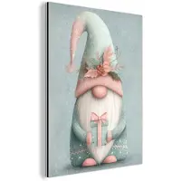 MuchoWow Aluminium schilderij 120x160 cm - Wanddecoratie metaal - Kerstgnome - Cadeau - Groen - Metalen muurdecoratie woonkamer - Decoratie industrieel - Foto op dibond - Industriële accessoires slaapkamer