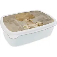 MuchoWow Broodtrommel Wit - Lunchbox Goud - Portret - Vrouw - Brooddoos 18x12x6 cm - Brood lunch box - Broodtrommels voor kinderen en volwassenen