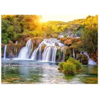 WALLARENA - Fotobehang - 150x105 cm - 3D waterval landschap voor slaapkamer en woonkamer