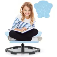 Costway Sensorische draaistoel voor kinderen, 360° kinderdraaistoel, carrousel, autisme, kinderstoel met antislip metalen basis, carrouselstoel voor binnen, voor peuters vanaf 3 jaar (blauw, olifant)