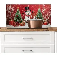 KitchenYeah Spatscherm keuken 80x40 cm - Kookplaat achterwand Feestvreugde - Winterbos - Kleurrijk - Muurbeschermer - Spatwand fornuis - Hoogwaardig aluminium