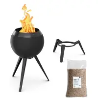 Höfats Moon 45 + 15kg Premium Houtpellets - Voordeelbundel - Rookvrije Vuurkorf - Zwart
