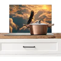 KitchenYeah Spatscherm keuken 70x50 cm - Kookplaat achterwand Adelaar - Wolken - Zon - Muurbeschermer - Spatwand fornuis - Hoogwaardig aluminium