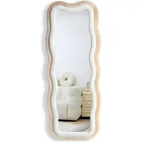 Sensahome Flow Gestoffeerde Staande Spiegel - Passpiegel Suede Velvet - 60x160 - Beige/Wit