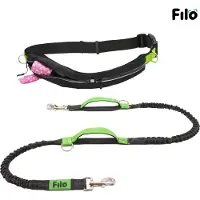 Filo Elastische Hardloopriem Hond Middel - Hondenriem Handsfree voor Wandelen & Hardlopen - Canicross Heupgordel - Hondenlijn Looplijn 2 Meter - Trainingslijn Heupriem Hond - Leiband