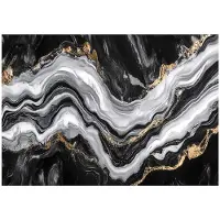 WALLARENA - Fotobehang - 150x105 cm - Zwart Goud Marmer Fototapet voor Slaapkamer en Woonkamer, Vliesstof