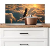 KitchenYeah Spatscherm keuken 80x40 cm - Kookplaat achterwand Adelaar - Wolken - Zon - Muurbeschermer - Spatwand fornuis - Hoogwaardig aluminium