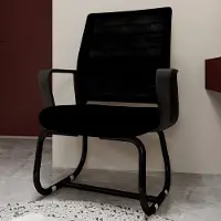 Merax Minimalistisch Modern Bureau Stoel - Metalen Frame - Comfortabel - Mesh Rugleuning - Voor Thuis en Kantoor - Zwart