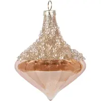 Clayre & Eef Kerstbal Overig Ø 8x10 cm Beige Glas Kerstballen