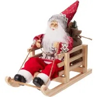 Basic Kersthuisjebestellen - Kerstman op een Slee - Kerstman decoratie pop - in Scandinavische stijl - L27 x D15 x H25 cm - Kerstversiering