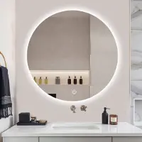 Sensahome - Ronde Badkamerspiegel Frameloos met LED Verlichting - Dimbaar - Wandspiegel - 60CM