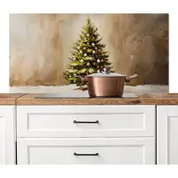 KitchenYeah Spatscherm keuken 120x60 cm - Kookplaat achterwand Kerst - Sfeer - Groen - Muurbeschermer - Spatwand fornuis - Hoogwaardig aluminium