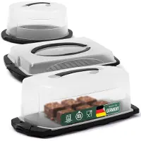 Novaliv taarttransportdoosset van 3 ronde, vierkante en rechthoekige opbergdozen met deksel taart taart dessert, feestdoos container taarttransportdoos taartcontainer transportcontainer feestset