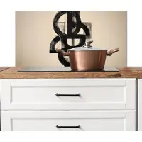 KitchenYeah Spatscherm keuken 80x40 cm - Kookplaat achterwand Cirkels - Lijnen - Vormen - Zwart - Muurbeschermer - Spatwand fornuis - Hoogwaardig aluminium