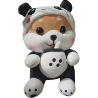 Kawaii Shiba Inu - Knuffel 25 cm - Bubble Thee Zwart