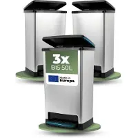 Novaliv 3x Grote Prullenbak met deksel - Pedaalemmer 50L met soft-close systeem - Stevige afvalbak met deksel & voetpedaal - Geurdichte keukenemmer en nog veel meer - Pedaalemmer afvalcontainer